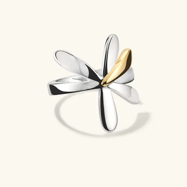 Rings<Mejuri Pressed Flower Two-Tone Wrap Ring